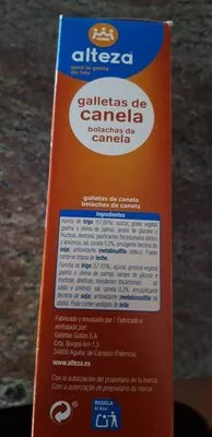 Lista de ingredientes del producto Galletas de canela Alteza 