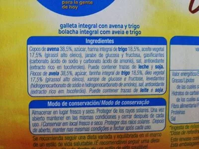 Lista de ingredientes del producto Galletas Digestive Avena Alteza 