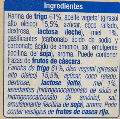 Lista de ingredientes del producto Galleta Relieve Alteza 