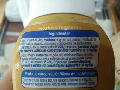 Lista de ingredientes del producto Mostaza Alteza 300 g