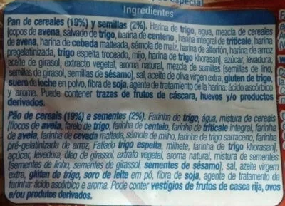 Lista de ingredientes del producto Pan de molde 15 cereales y semillas Alteza 675 g