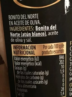 Lista de ingredientes del producto Bonito del norte Alteza 