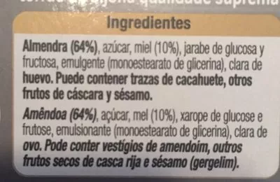 Lista de ingredientes del producto Turròn de jijona Alteza 