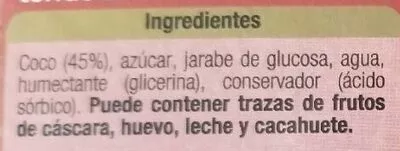 Lista de ingredientes del producto Turron de coco Alteza 