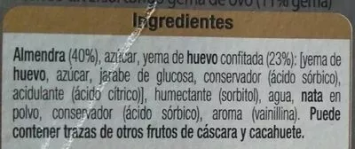 Lista de ingredientes del producto Turrón yema tostada Alteza 