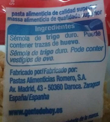 Lista de ingredientes del producto Estrellas Alteza 500 g