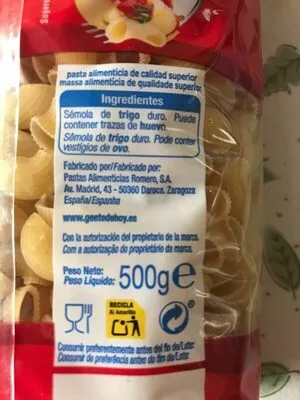 Lista de ingredientes del producto Tiburones Alteza 500 g