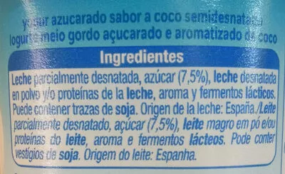 Lista de ingredientes del producto Yogur sabor coco Alteza 500 g (4x125g)