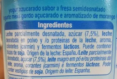 Lista de ingredientes del producto Yogur sabor fresa Alteza 500 g (4x125g)