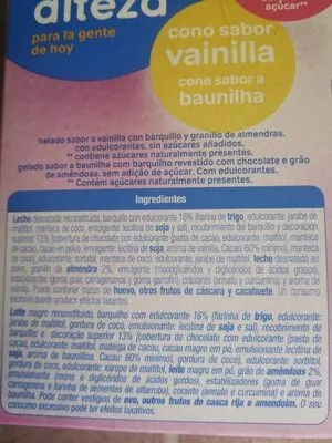 Lista de ingredientes del producto Helado sin azucares añadidos Alteza 260 g