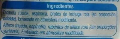 Lista de ingredientes del producto Ensalada mediterránea  