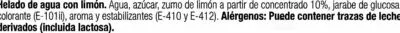 Lista de ingredientes del producto Helados de hielo "Alteza" Limón y naranja Alteza 700 g [(5+5) x 70 g], 700 ml [(5+5) x 70 ml]