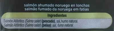 Lista de ingredientes del producto Salmón ahumado Alteza 100 g