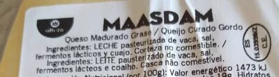 Lista de ingredientes del producto Maasdam Alteza 