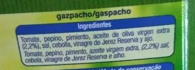 Lista de ingredientes del producto Gazpacho Suave Alteza 