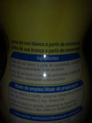 Lista de ingredientes del producto Mosto blanco alteza Alteza 