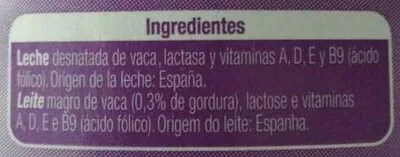 Lista de ingredientes del producto Leche desatada sin lactosa Alteza 