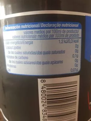 Lista de ingredientes del producto Cola cero azucares Alteza 