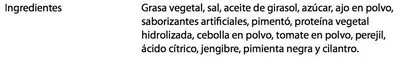 Lista de ingredientes del producto JUGOSO AL SARTEN A LA LEÑA MAGGI 25 G