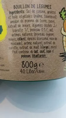 Lista de ingredientes del producto Bouillon Légumes Maggi 40l