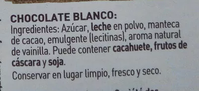 Lista de ingredientes del producto Chocolate Blanco Nestlé 180 g