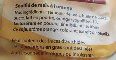 Lista de ingredientes del producto Krupky - Soufflé de maïs orange Rej 