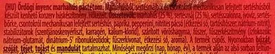 Lista de ingredientes del producto Ördögi Ínyenc marhahús pástétom Hamé 105 g