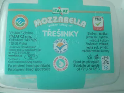 Lista de ingredientes del producto mozzarella třešinky italat 120 g