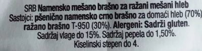 Lista de ingredientes del producto Namensko mešano brašno za ražani mešani hleb Premia 900 g