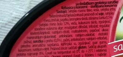 Lista de ingredientes del producto Patelina sa šunkom Neoplanta 90 g