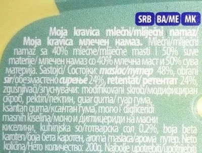 Lista de ingredientes del producto Moja kravica namaz od maslaca original Imlek 200 g