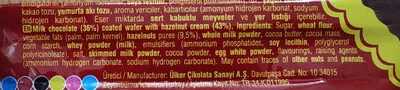 Lista de ingredientes del producto Cikolatali gofret Ülker 36 g