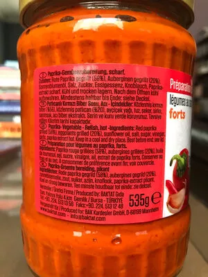 Lista de ingredientes del producto Ajvar Baktat 535g