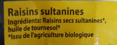 Lista de ingredientes del producto Raisins Sultanines Rapunzel 250g