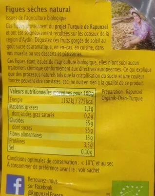 Lista de ingredientes del producto Figues séchées Rapunzel 