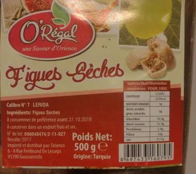 Lista de ingredientes del producto Figues sèches  