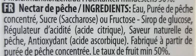 Lista de ingredientes del producto Nectar de pêche  