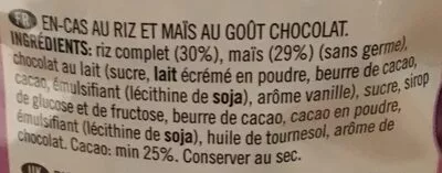 Lista de ingredientes del producto Galettes de riz/maïs au chocolat Snack A Jacks 