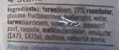 Lista de ingredientes del producto Luchtige roomboter croissants Albert Heijn 180g