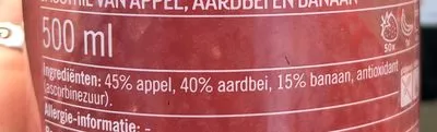 Lista de ingredientes del producto Smoothie Aardbei Banaan Fles 500 ml Koeling Albert Heijn 500 mL