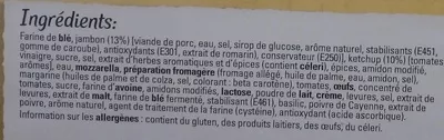 Lista de ingredientes del producto Original Bun's Jambon Ketchup McCain 400g