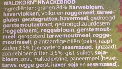 Lista de ingredientes del producto Oerknäck waldkorn Bolletje 285 gram