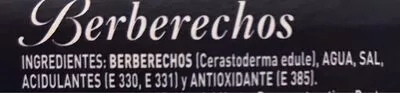 Lista de ingredientes del producto Berberechos al natural  