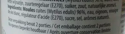 Lista de ingredientes del producto Moules apéritif zeeland's Roem 350gr