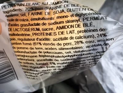 Lista de ingredientes del producto Petit pain jambon Total 