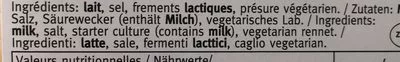 Lista de ingredientes del producto Emmental Netto 200 g