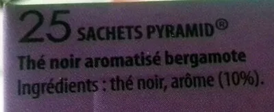 Lista de ingredientes del producto Lipton Thé Original Earl Grey 25 Sachets Lipton 47 g