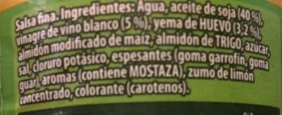 Lista de ingredientes del producto Mayonesa casera Calve 430 ml