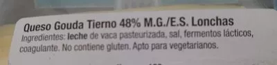 Lista de ingredientes del producto Gouda tierno  