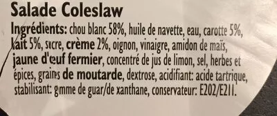 Lista de ingredientes del producto Coleslaw  